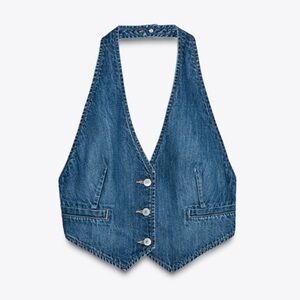 Zara denim button front vest